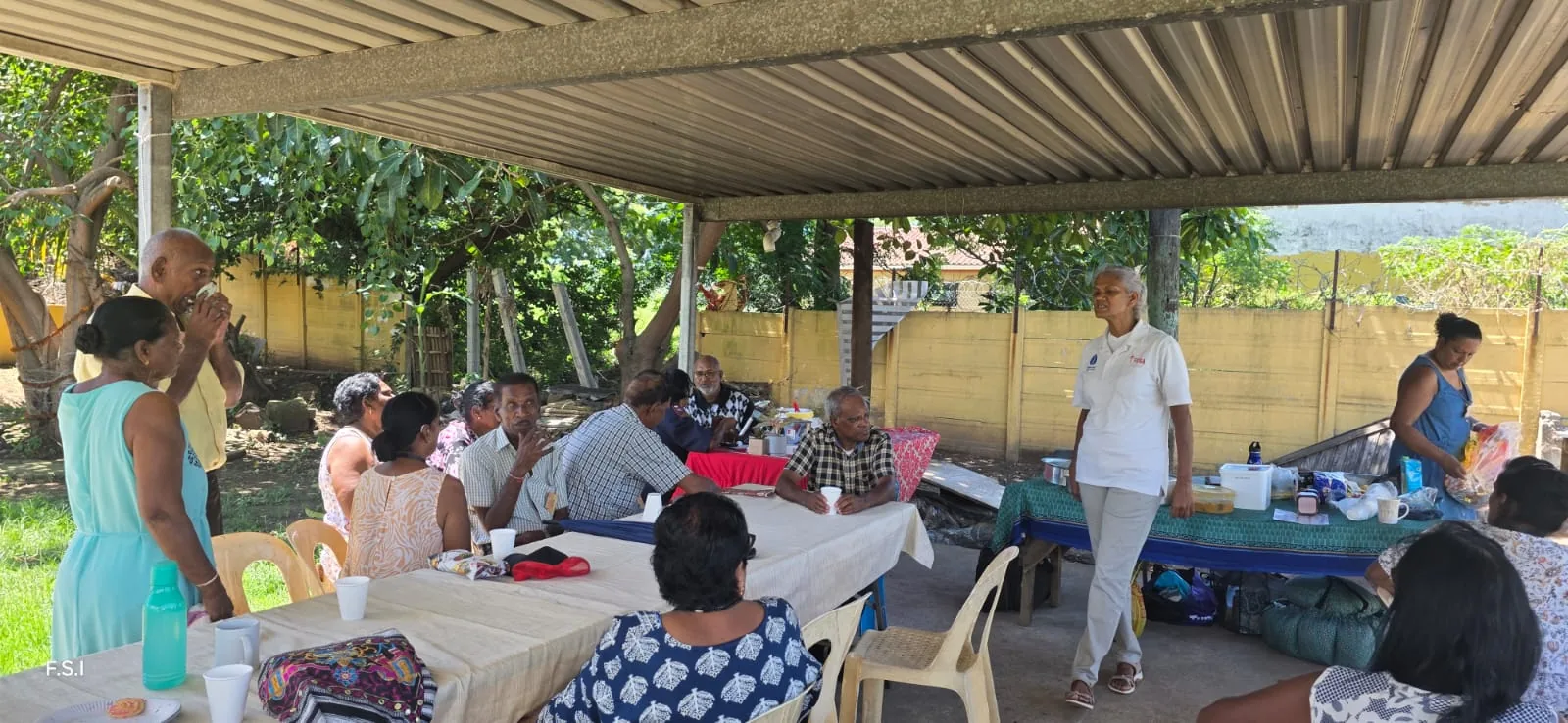 An outdoor educational gathering